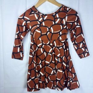 Kids Football Print Dress - Brown